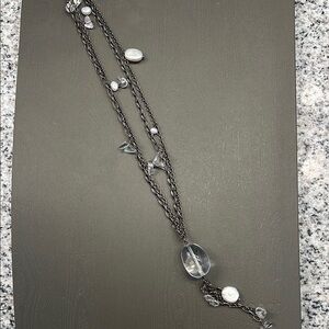 Silpada Silver and White Necklace with Crystal Pendant